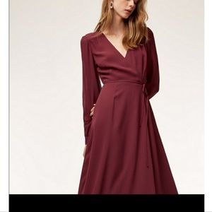 Wilfred By Aritzia Lina Wrap Burgandy Mini Dress